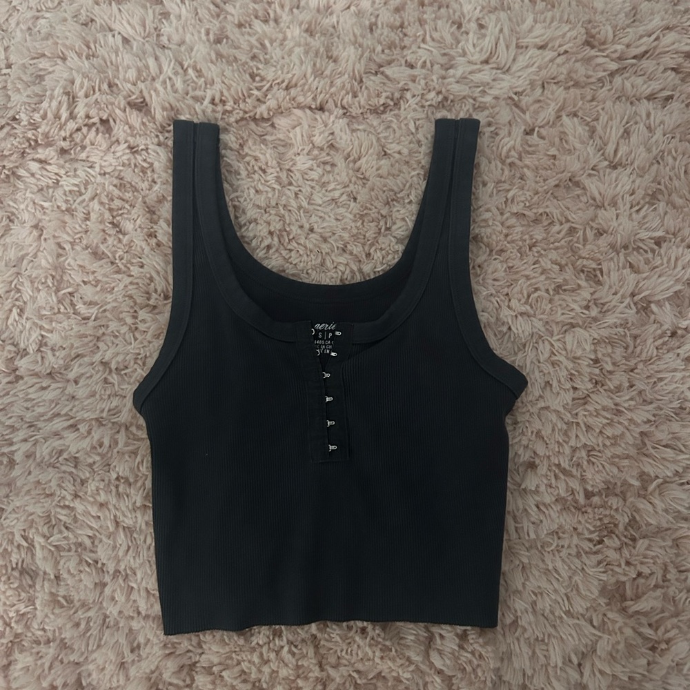 Dark Grey Ribbed Aerie Tank Top